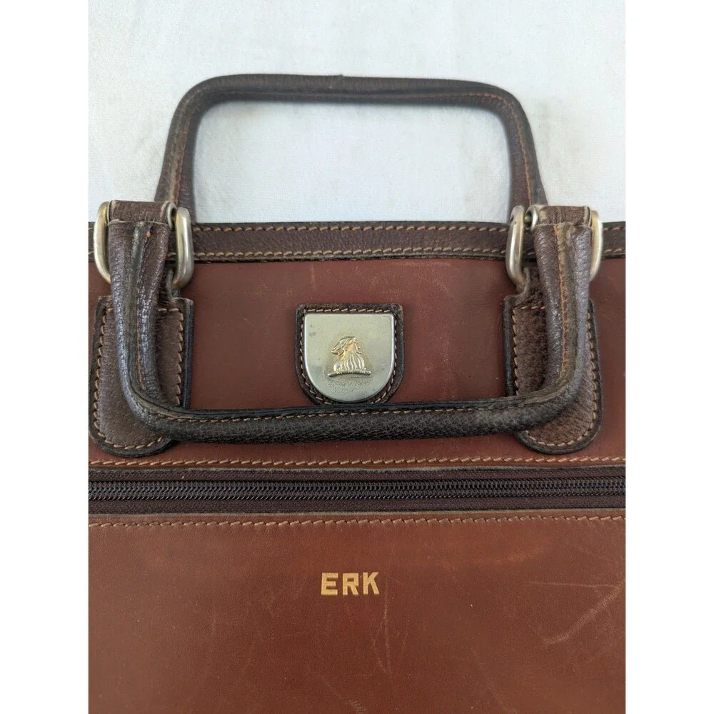 Vintage Mark Cross Men's Brown Leather Briefcase Made In Italy 80s Attache